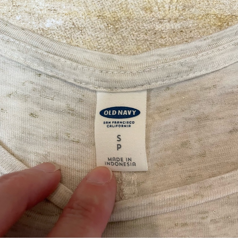 Old Navy Cream Gold Sparkle Tank |  S - Picture 3 of 5